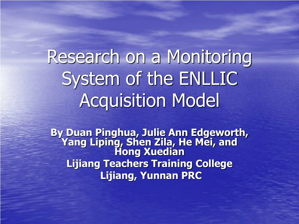 research on a monitoring system of the enllic acquisition model