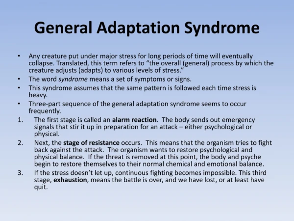 General Adaptation Syndrome