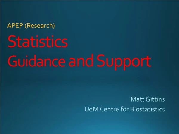 Statistics Guidance and Support