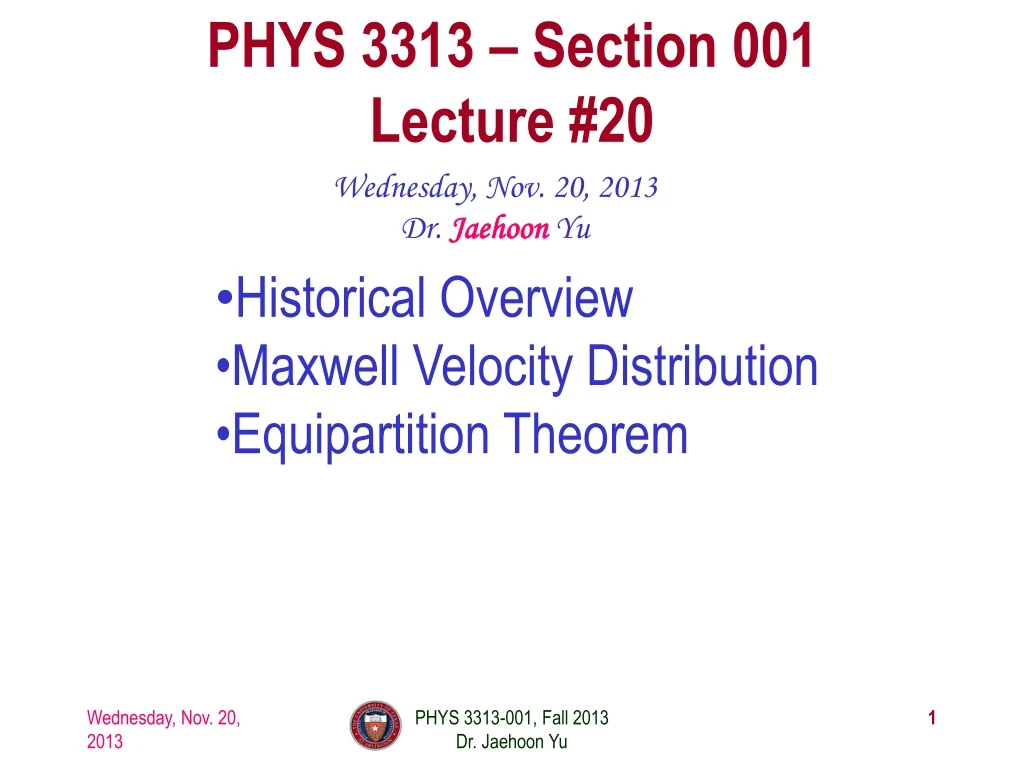 phys 3313 section 001 lecture 20