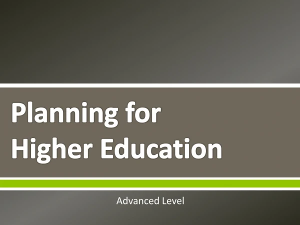 Planning for Higher Education