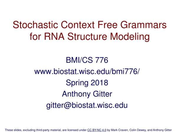 Stochastic Context Free Grammars for RNA Structure Modeling
