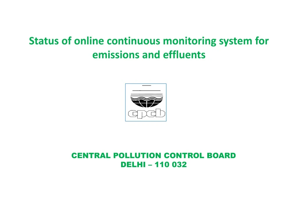 status of online continuous monitoring system