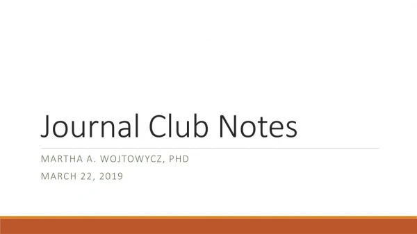 Journal Club Notes