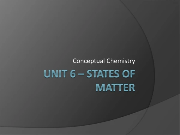 Unit 6 – States of Matter