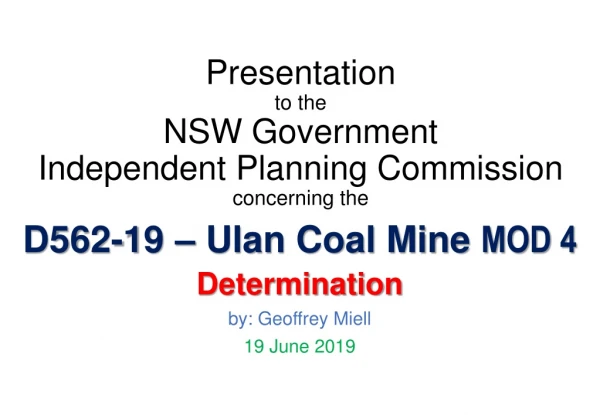 Presentation to the NSW Government Independent Planning Commission concerning the