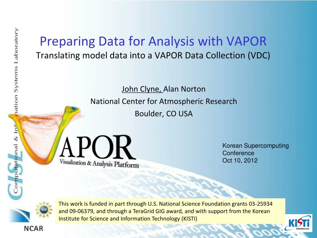preparing data for analysis with vapor translating model data into a vapor data collection vdc