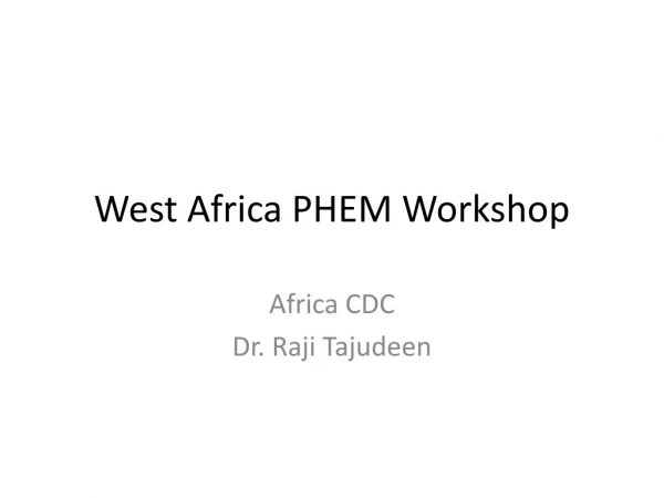 West Africa PHEM Workshop