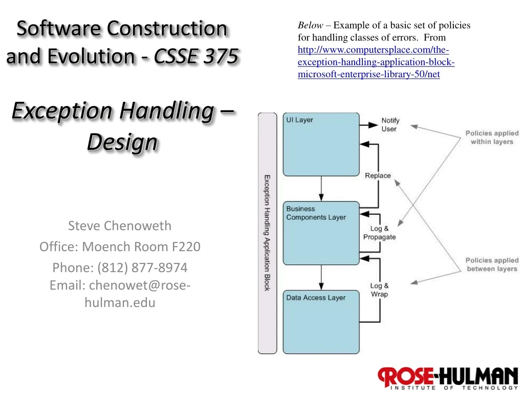 software construction and evolution csse 375 exception handling design