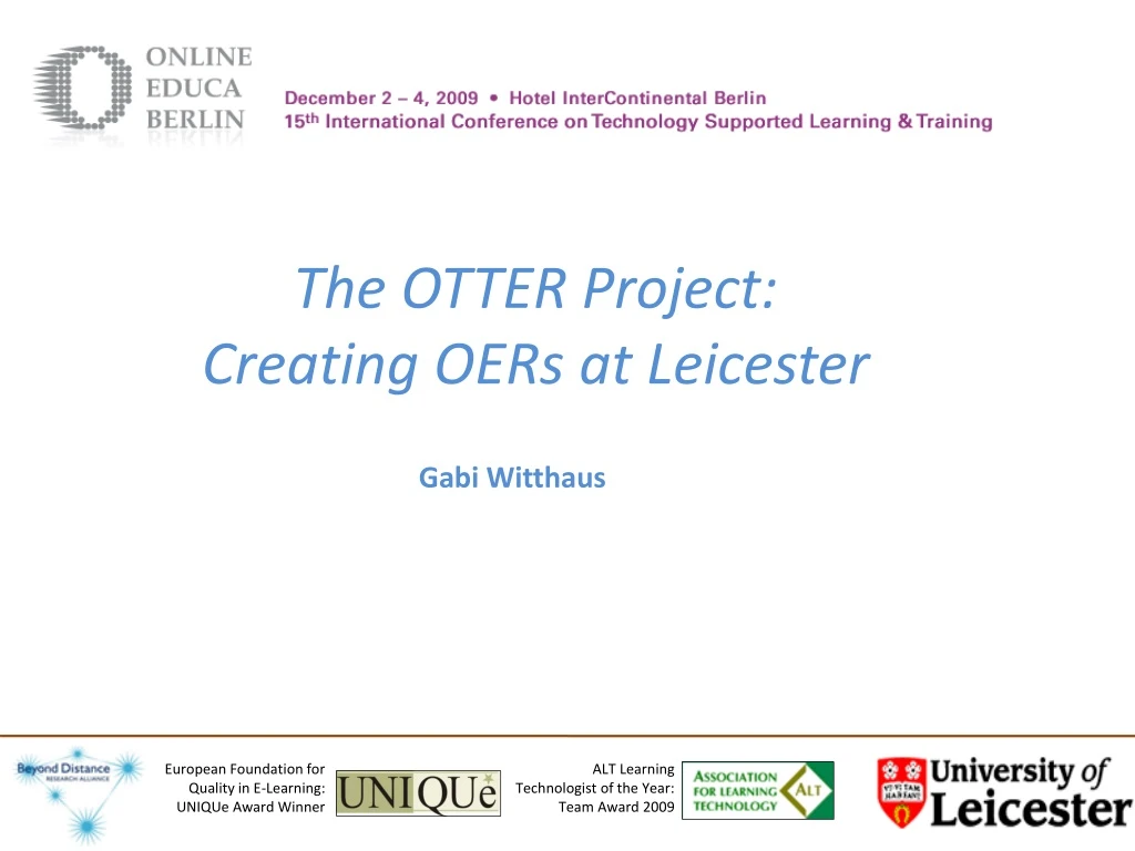 the otter project creating oers at leicester