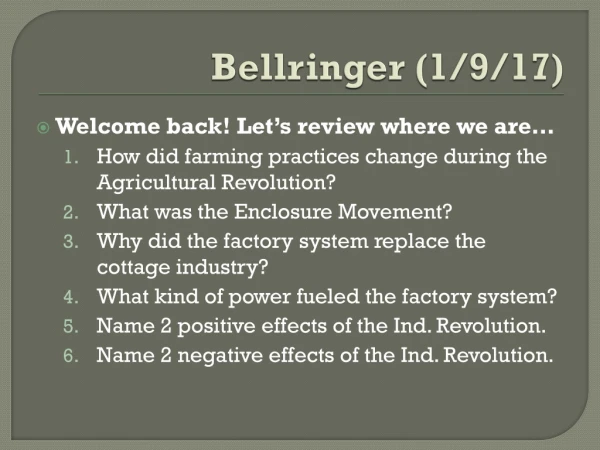 Bellringer ( 1/9/17)