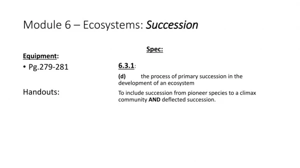 Module 6 – Ecosystems: Succession