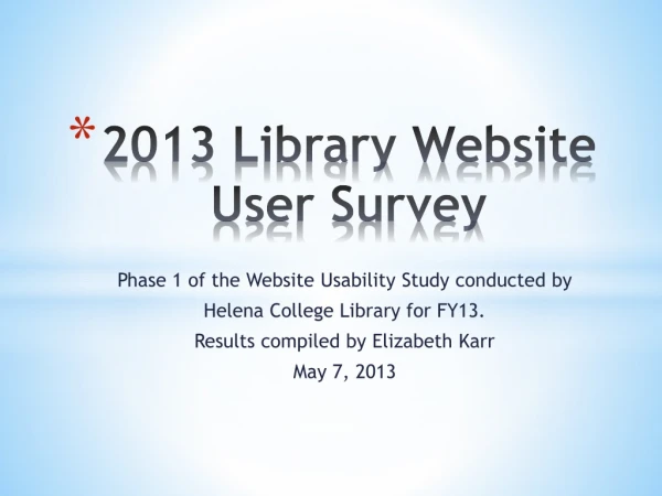 2013 Library Website User Survey