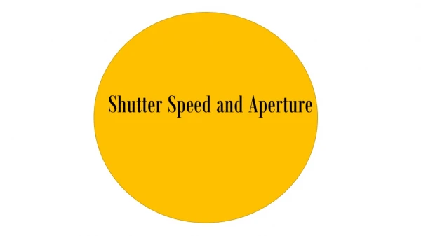 Shutter Speed and Aperture