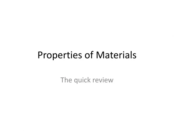 Properties of Materials