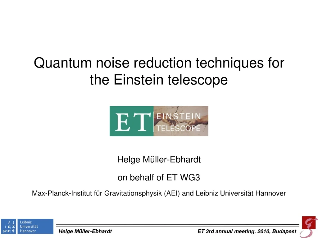 quantum noise reduction techniques for the einstein telescope