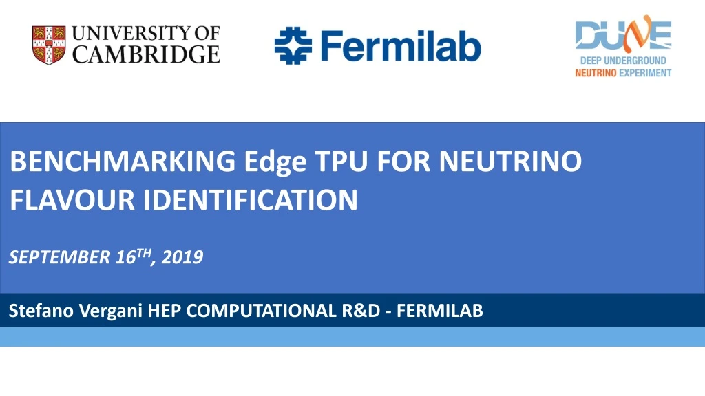 benchmarking edge tpu for neutrino flavour