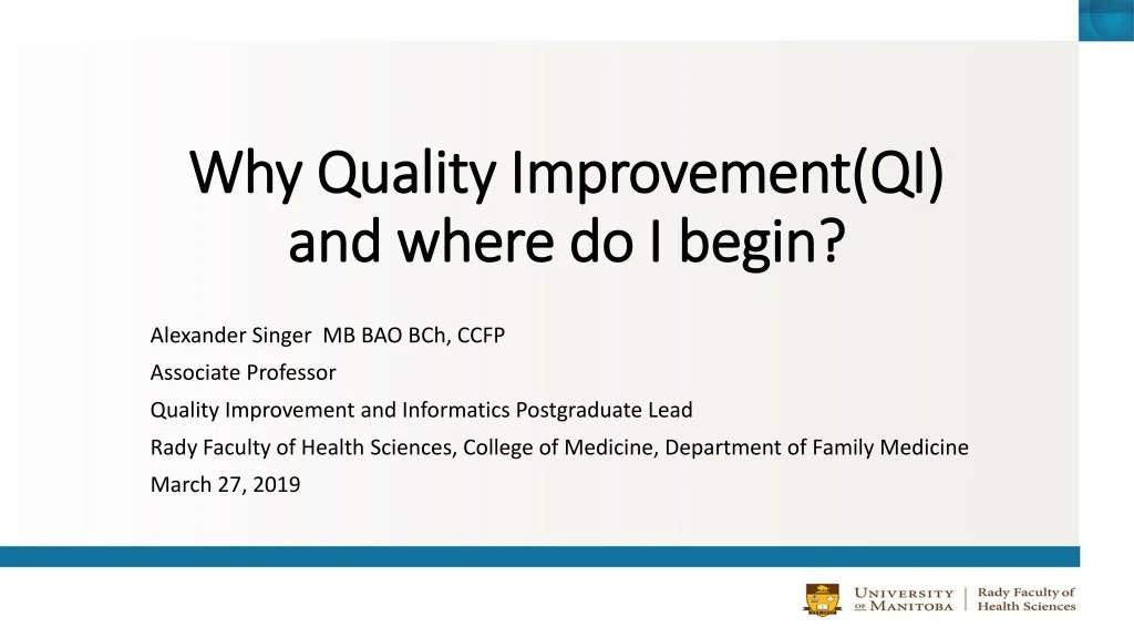 why quality improvement qi and where do i begin