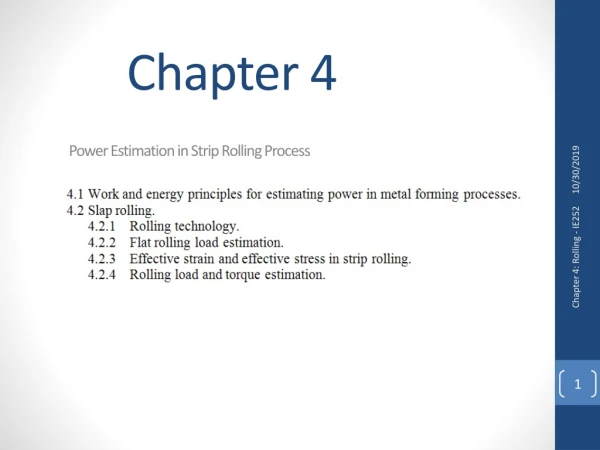 Chapter 4 Power Estimation in Strip Rolling Process