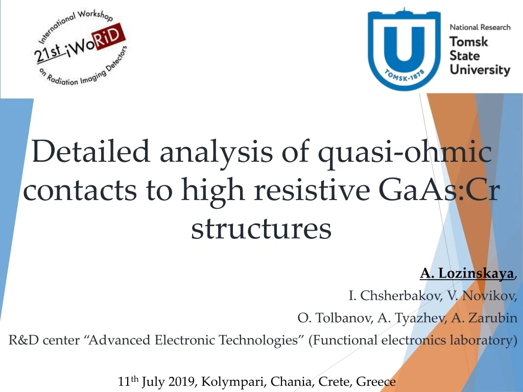detailed analysis of quasi ohmic contacts to high resistive gaas cr structures