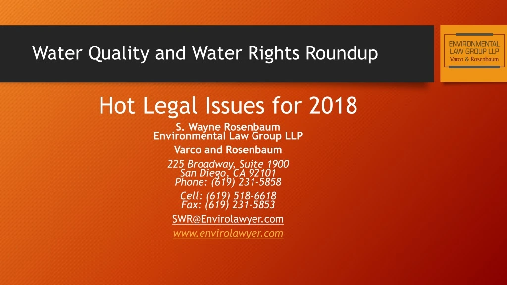 water quality and water rights roundup