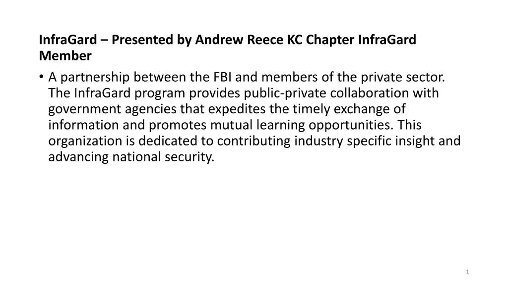 infragard presented by andrew reece kc chapter
