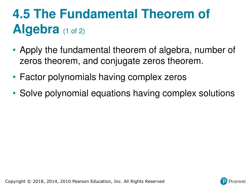 4 5 the fundamental theorem of algebra 1 of 2