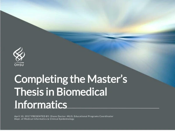 Completing the Master’s Thesis in Biomedical Informatics