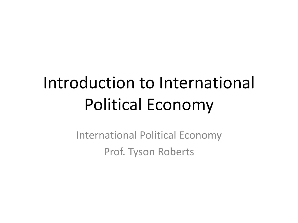 introduction to international political economy