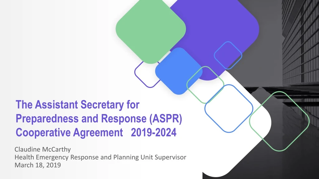 the assistant secretary for preparedness and response aspr cooperative agreement 2019 2024
