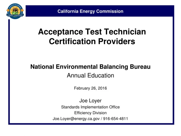 Acceptance Test Technician Certification Providers
