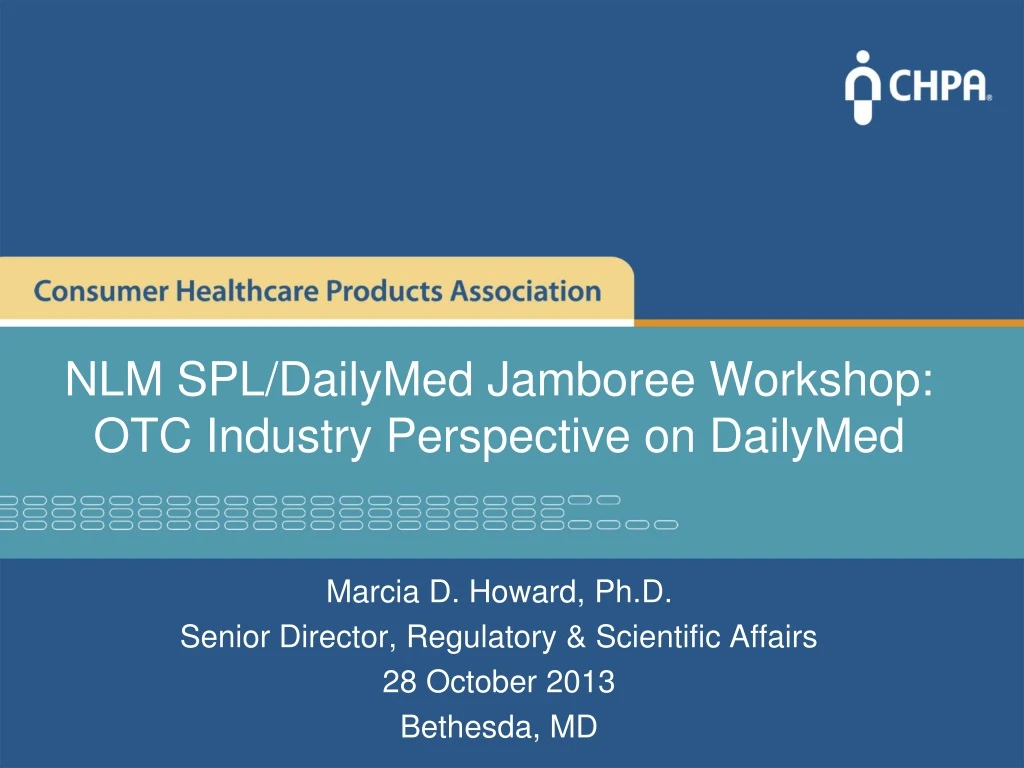 nlm spl dailymed jamboree workshop otc industry perspective on dailymed