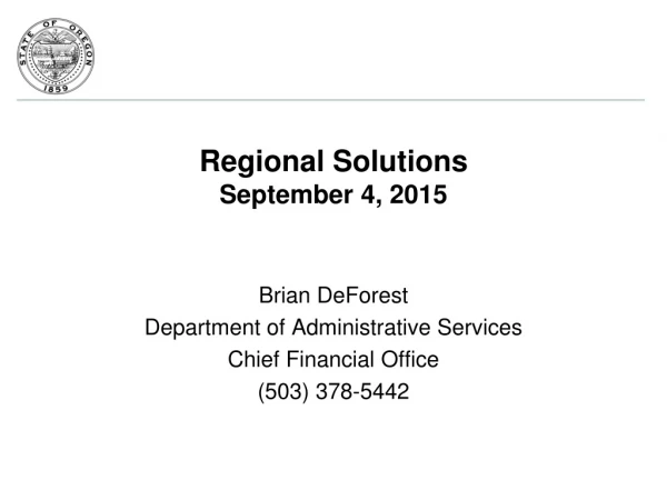 Regional Solutions September 4, 2015