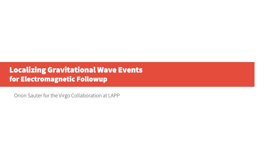 localizing gravitational wave events