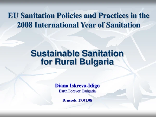 EU Sanitation Policies and Practices in the 2008 International Year of Sanitation