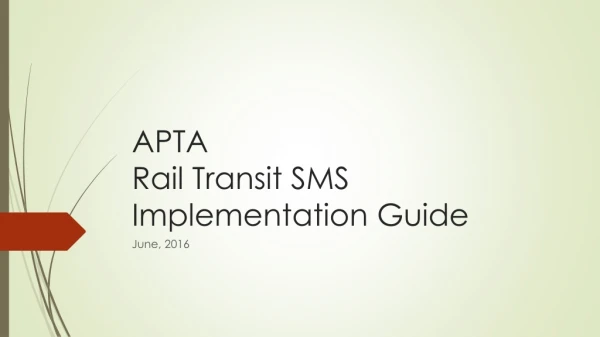 APTA Rail Transit SMS Implementation Guide