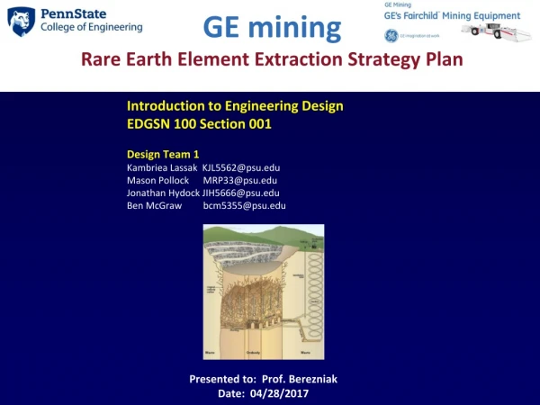 GE mining Rare Earth Element Extraction Strategy Plan Introduction to Engineering Design