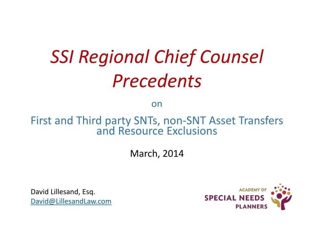 ssi regional chief counsel precedents