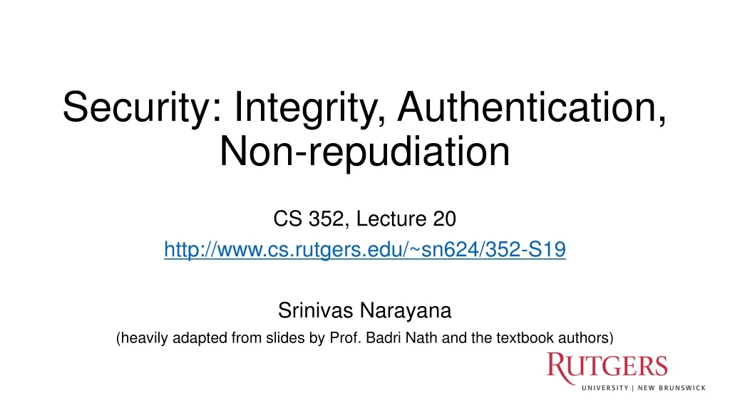 security integrity authentication non repudiation