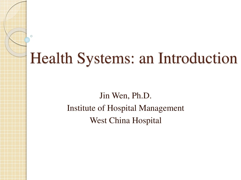 health systems an introduction