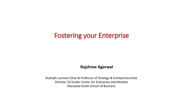 Fostering your Enterprise