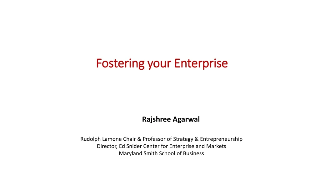fostering your enterprise