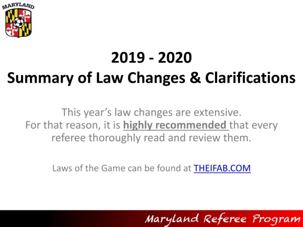 2019 - 2020 Summary of Law Changes &amp; Clarifications