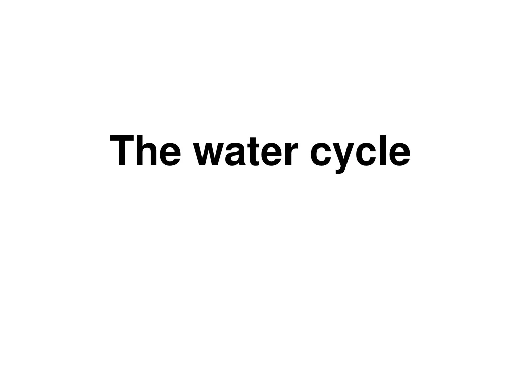 the water cycle