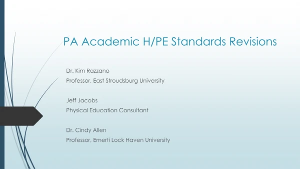 PA Academic H/PE Standards Revisions