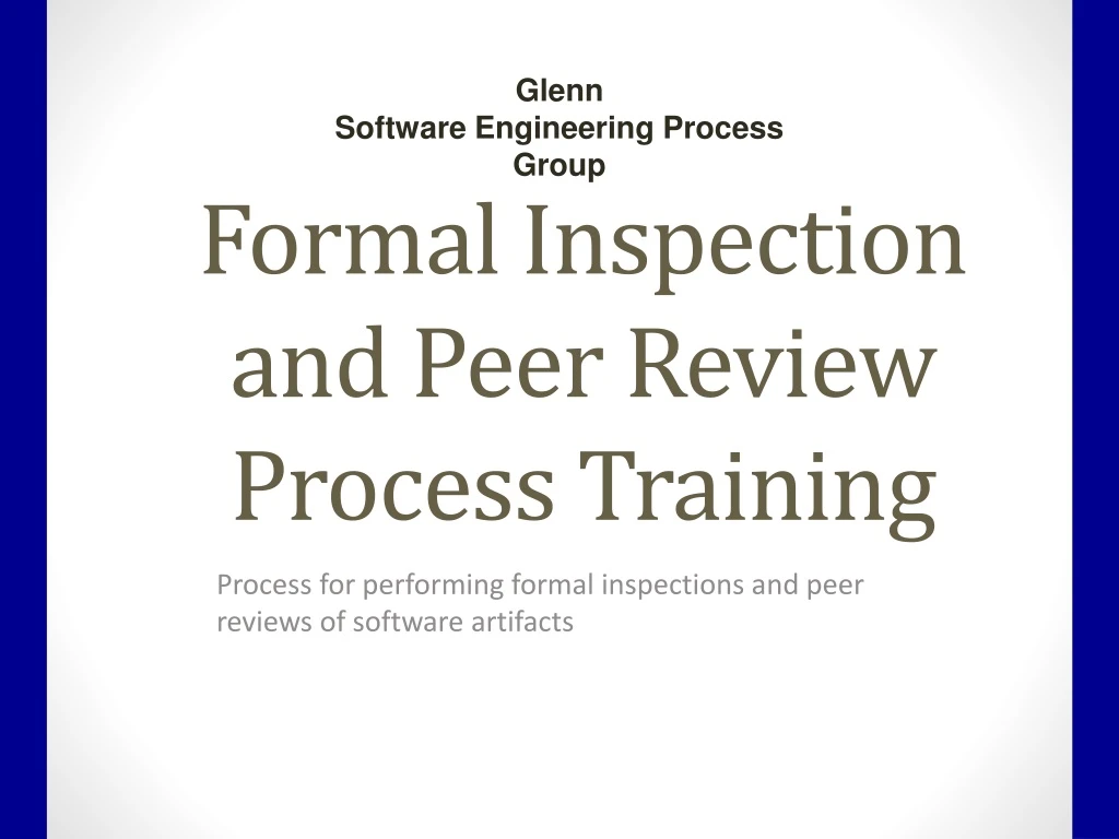 formal inspection and peer review process training