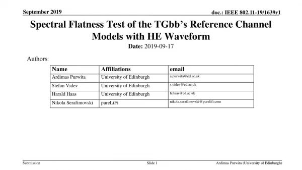 Spectral Flatness Test of the TGbb’s Reference Channel Models with HE Waveform