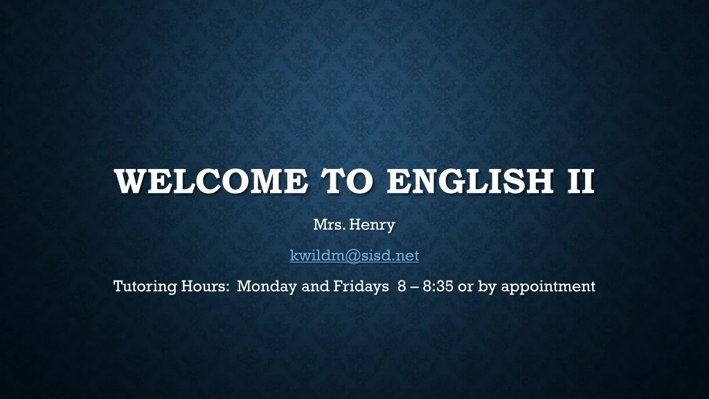welcome to english ii