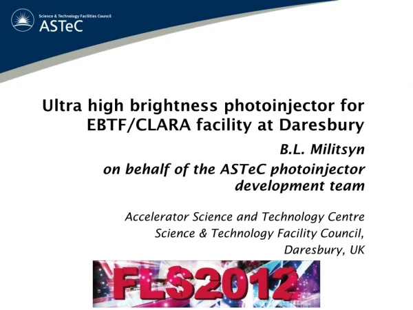 Ultra high brightness photoinjector for EBTF/CLARA facility at Daresbury