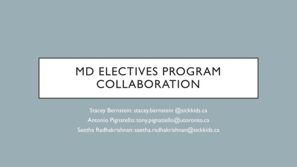 MD Electives Program Collaboration